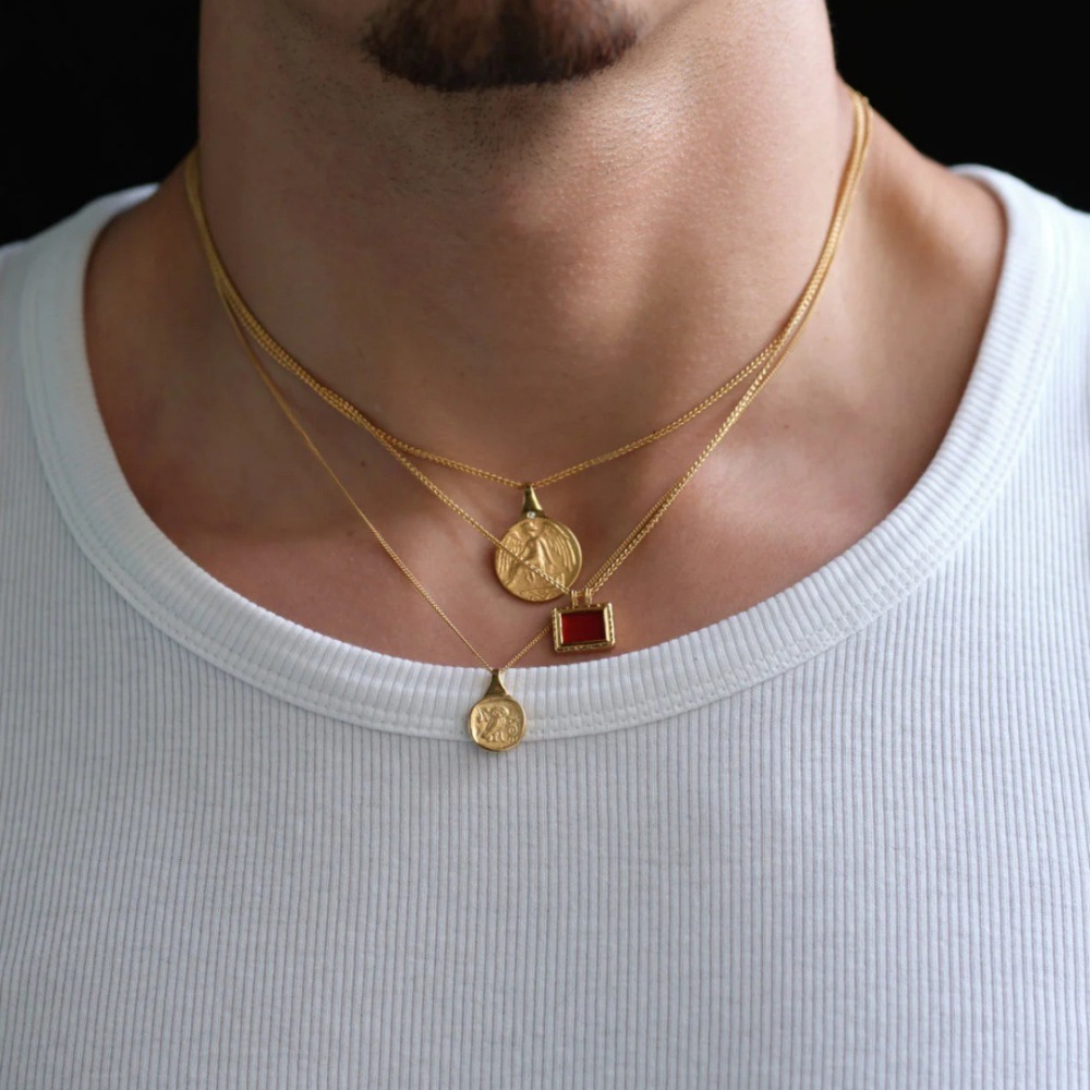 Red Agate Pendant Twist Chain Necklace Design Metal European Women Jewelry Accessories