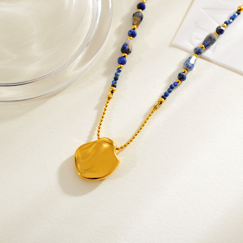 Natural Lapis Lazuli Beaded Necklace New Chinese Style High-end Sweater Chain Vintage Amethyst Autumn Winter Natural Gemstone Accessories For Women