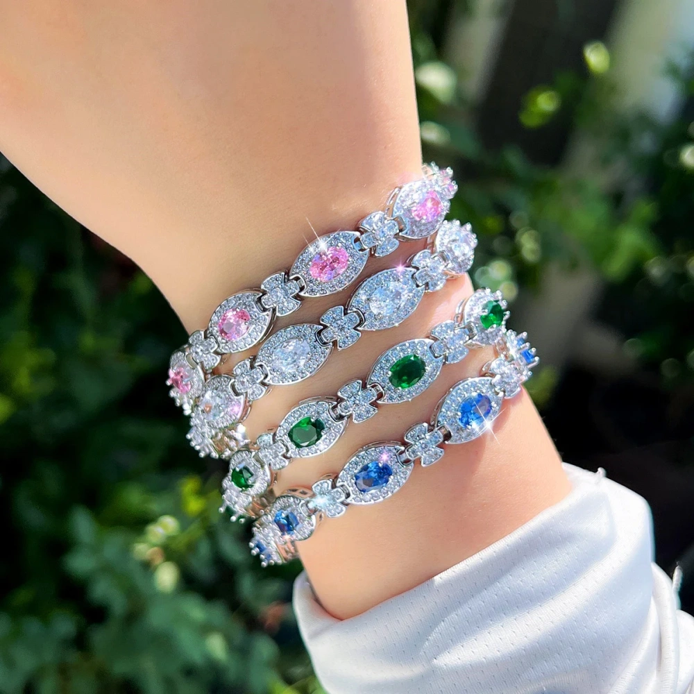 Delicate Shiny White Cubic Zircon Inlaid Tennis Bracelets For Women High Quality Party Accessories Jewelry Gift