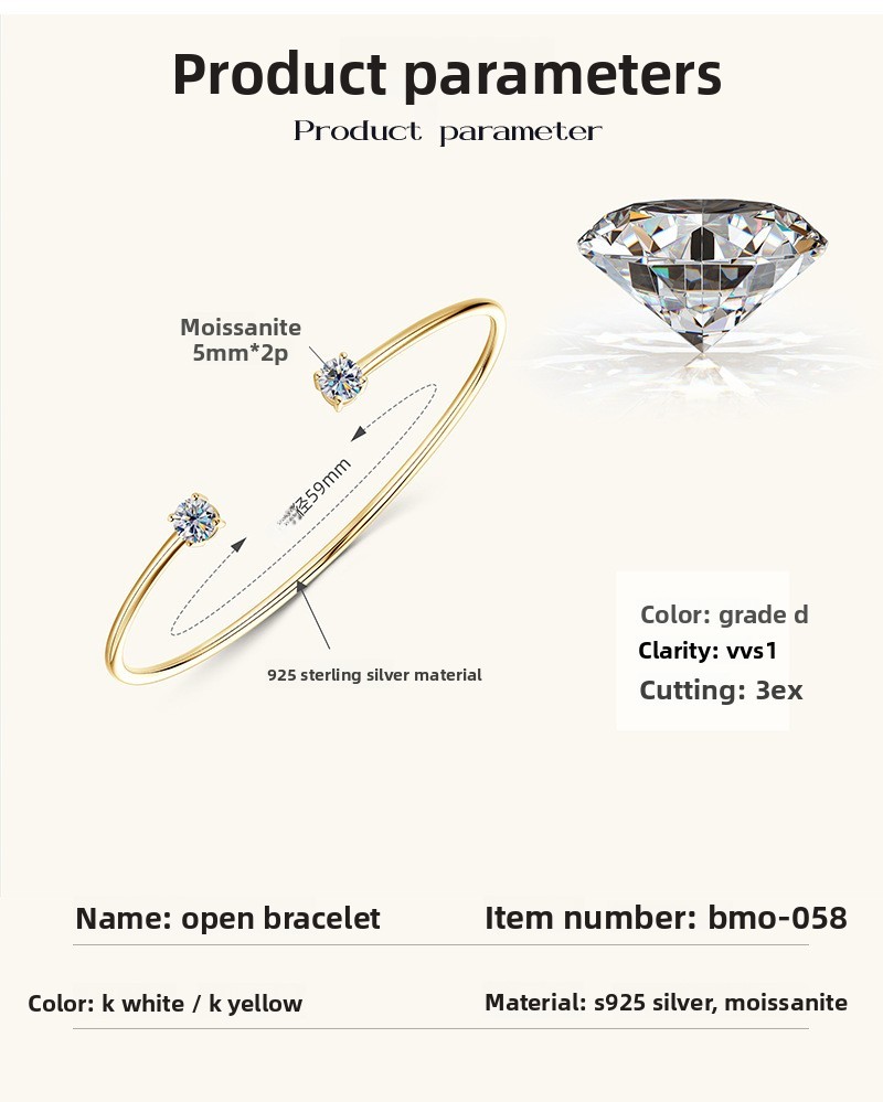 Fashion Simple Design Mozambique Stone Bracelet S925 Sterling Silver Open Bangle Doll And Zodiac Crown Pattern