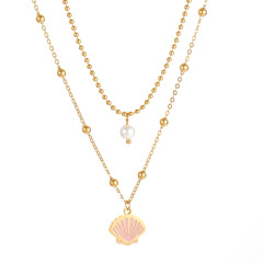 Shell Pearl Double Layer Necklace
