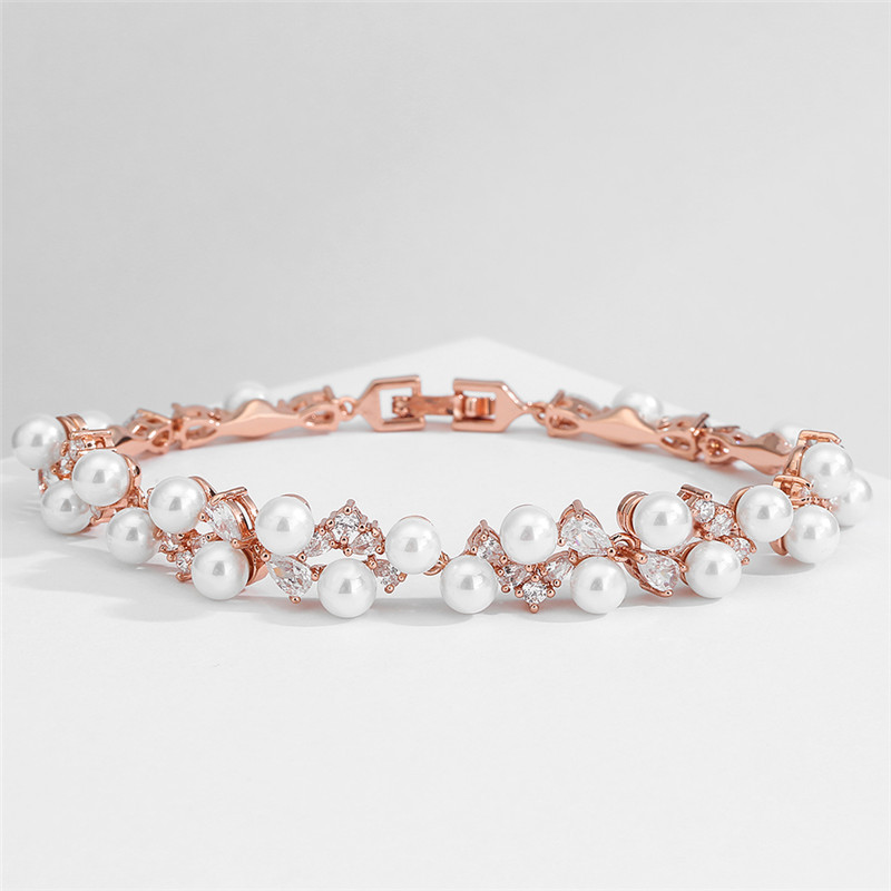 RAKOL High Quality Full Embedded Pearl Zircon Bracelet Women's Elegant Luxury Wedding Banquet Hand Jewelry Fashionable OL