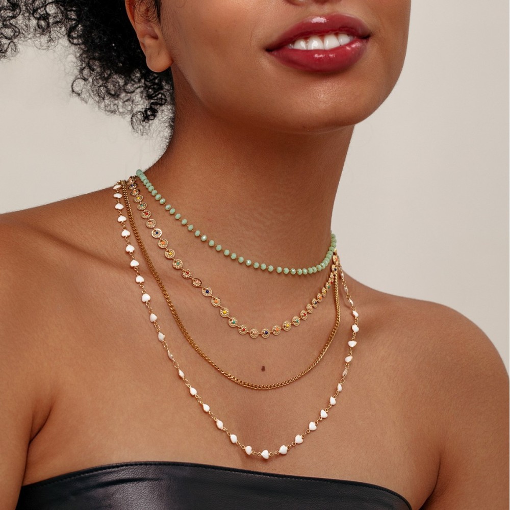 Vintage Multi-layer Stainless Steel Fusion Oil Sweater Necklace New Chinese Style Heart Pattern Jewelry Accessories For Women