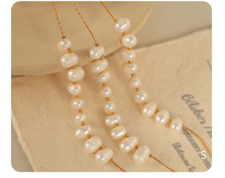 Women's 304 Stainless Steel Ion Plating (IP) 18K Gold Plated Beaded Polishing Plating Oval Freshwater Pearl Bracelets Imitation Pearl Jewelry