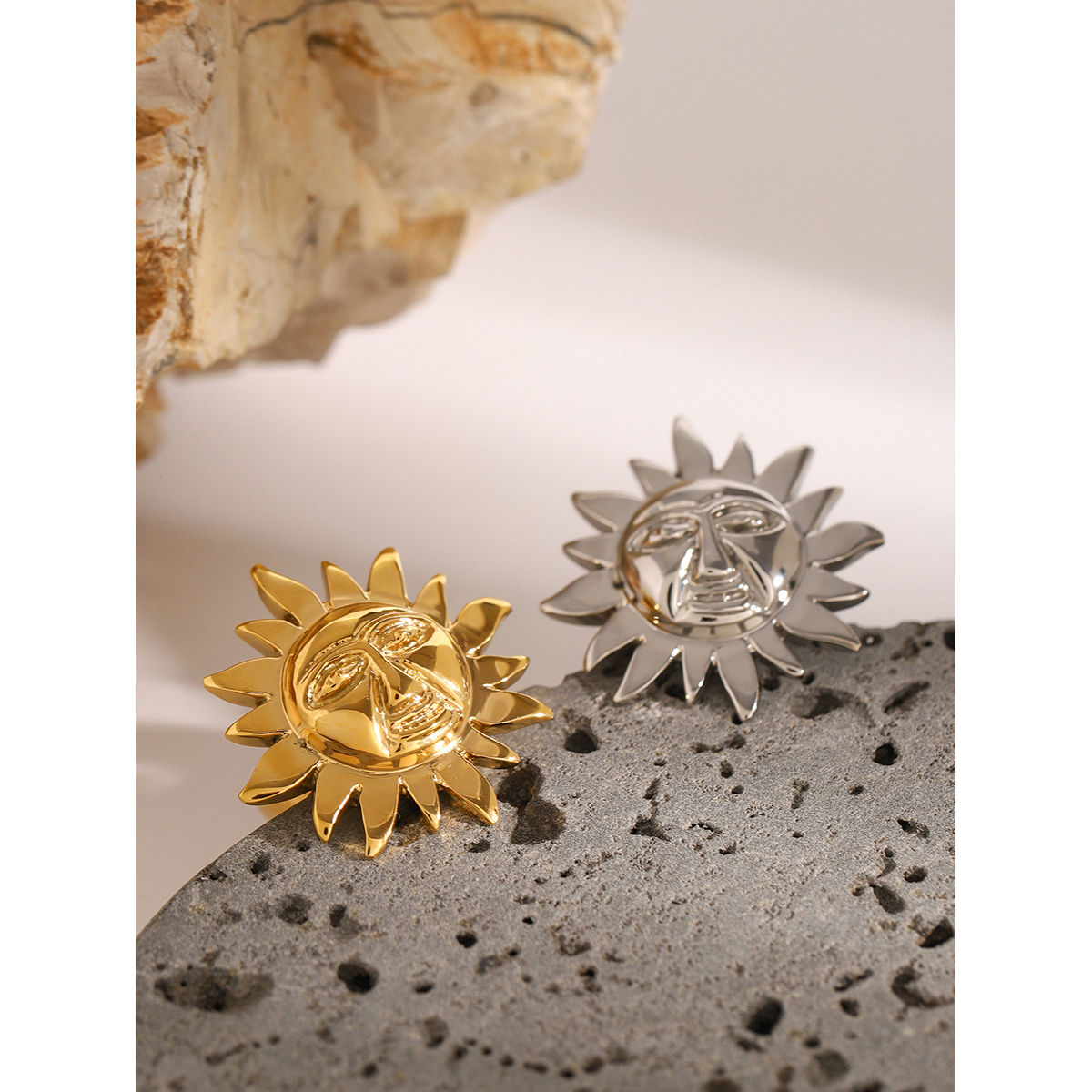 304 Stainless Steel Geometric PVD Coated 18K Real Gold Plated Simple Style Classic Style Open Rings