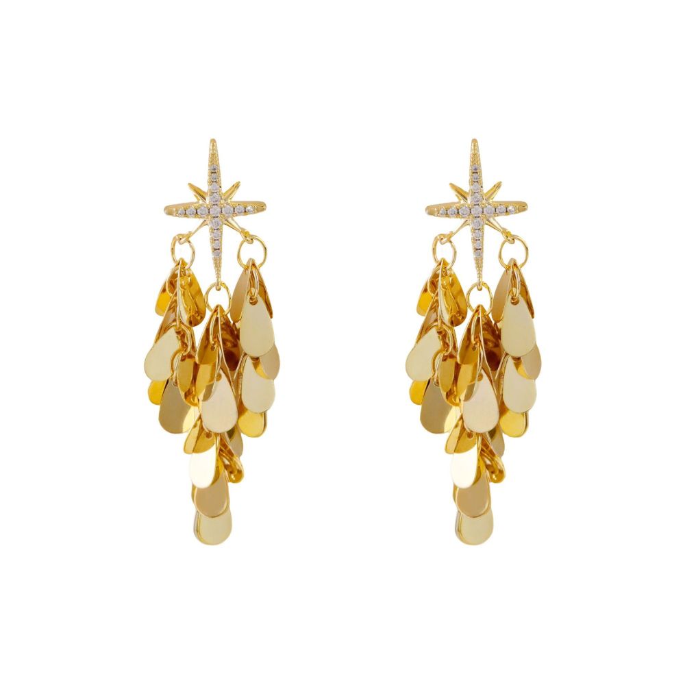 Fashionable Personality High-End Sparkling Star Zircon Octagonal Earrings Luxury Tassel Trendy Women's Jewelry Accessories