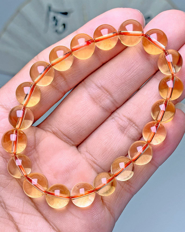 Natural Brazilian Deep Yellow Crystal Bracelet Women's Fashion Gemstone Jewelry Handmade Geometric Design Polished Finish