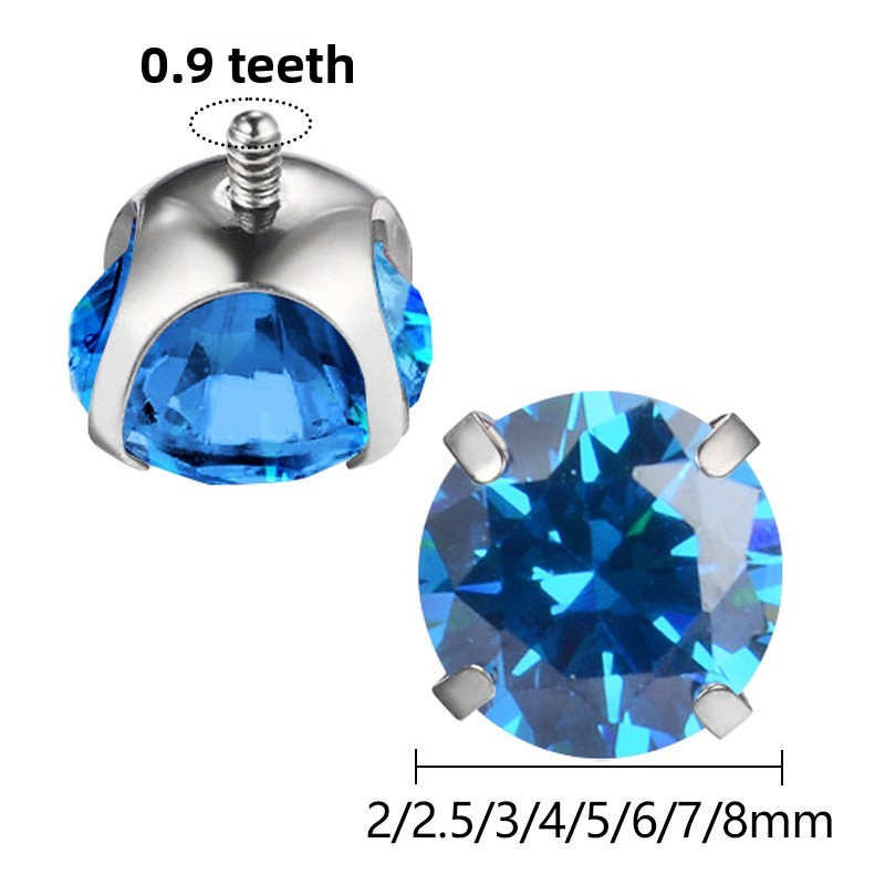 New Geometric Pattern Round Bottom Claw Shape 5A Zirconium Titanium Alloy Lip Stud Earrings Nose Stud Strip Jewelry Accessories External Thread Head
