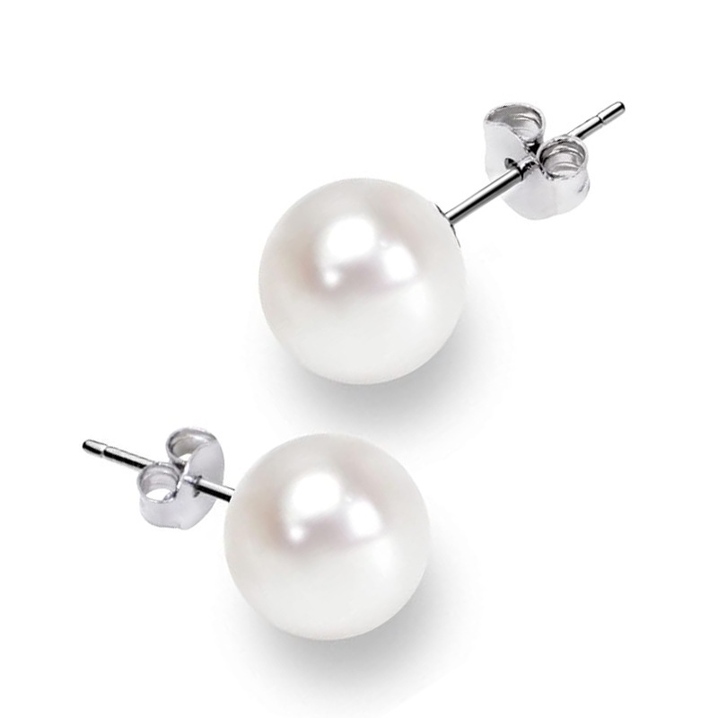 Fashion Titanium Alloy Pearl Earrings With Butterfly Clasp Women's Body Piercing Jewelry Geometric Pattern Earrings Elegant Simple Style