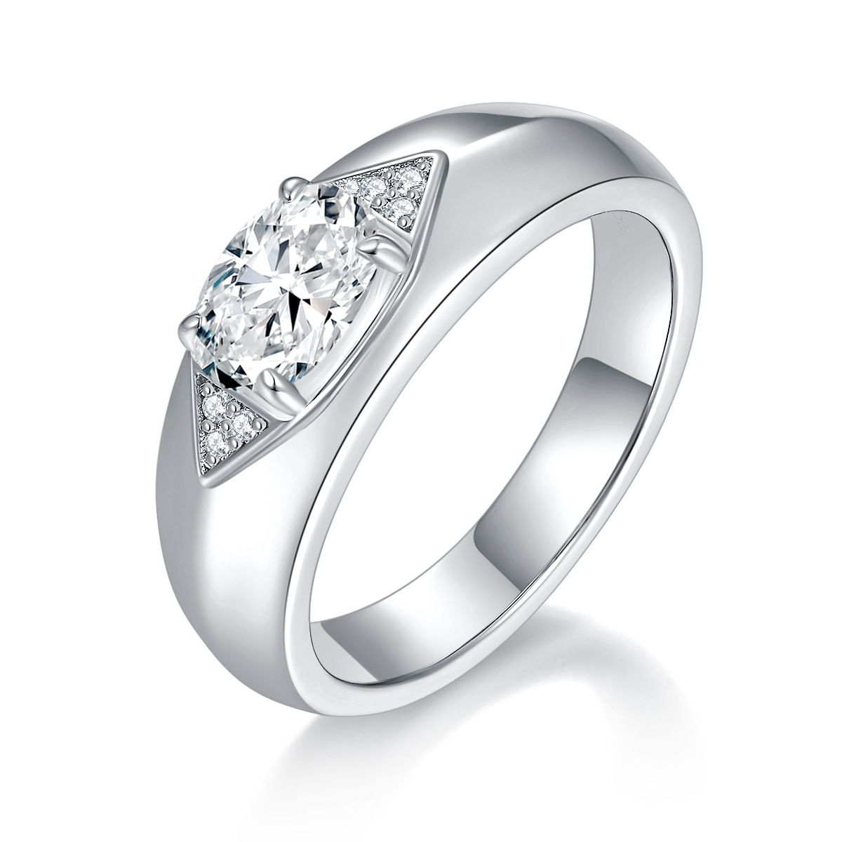 925 Sterling Silver Moissanite Geometric Rings GRA Certificate