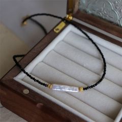 Long Baroque Black Pointed Crystal Necklace