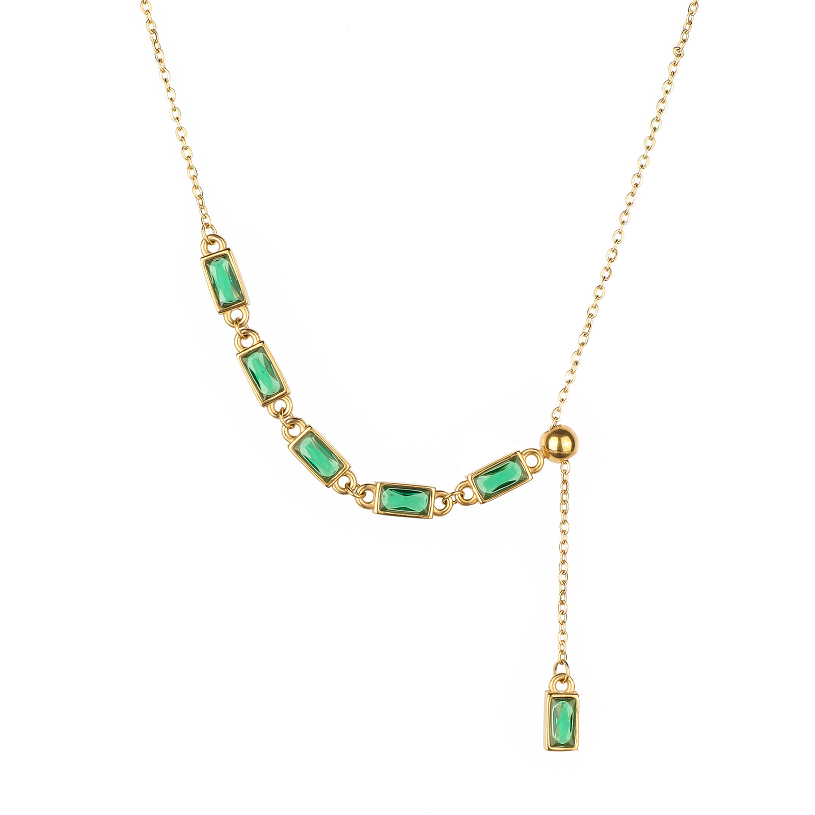 Justop Vintage European Crystal Inlaid Personality Ins High-end Necklace Pendant 18K Gold Plated Jewelry Accessories Stainless Steel Material