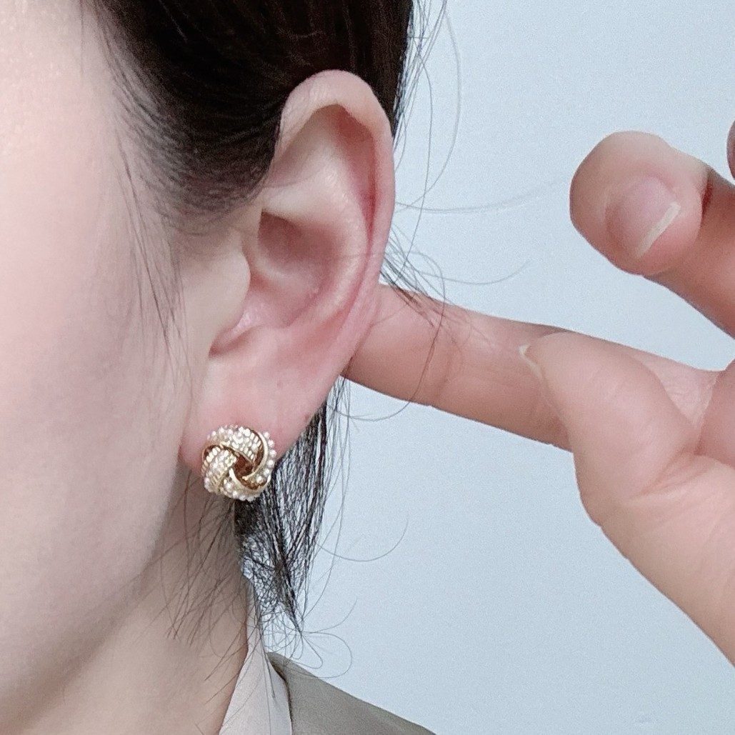 S925 Silver Needle Pearl Earrings Golden Wrap Women's Fashion Jewelry Geometric Pattern Hoops Electroplated Copper Accessories