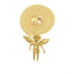 Glossy Angel Pendant + 3mm 24inch Cuban Chain