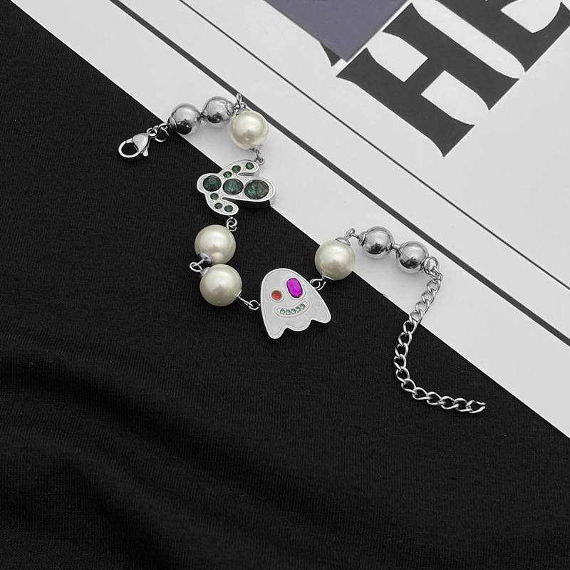Trendy Ghost Cactus Bracelet For Men And Women Titanium Steel Geometric Pattern Chain With Diamond Craft Neutral Style