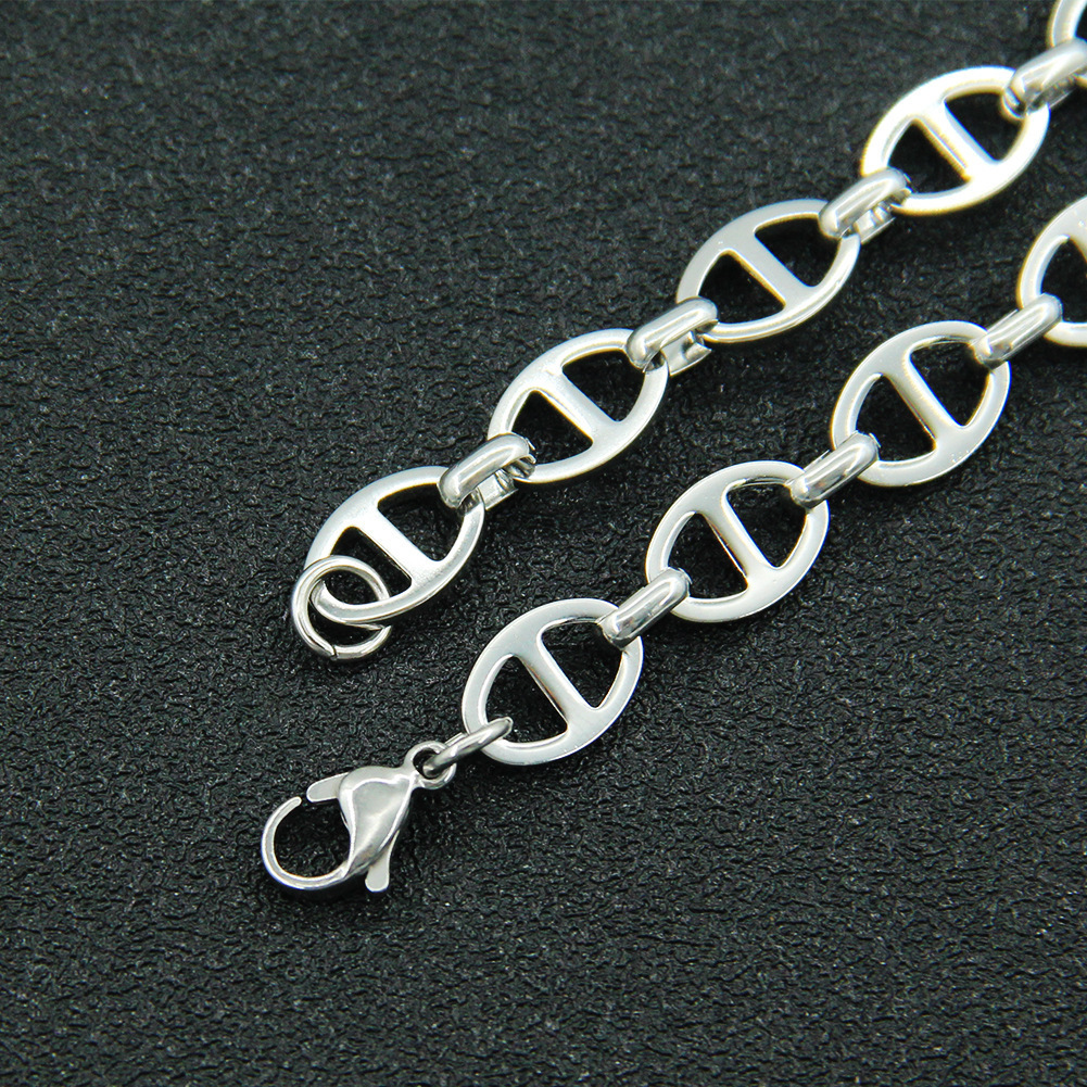 New Stainless Steel Necklace Fashionable Hollow Pig Nose Titanium Steel Bracelet Unisex Polished Craft Animal Zodiac Design