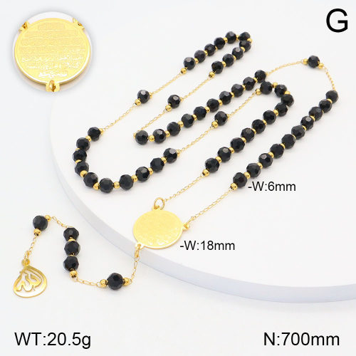 18K Gold Plated 304 Stainless Steel Cross Buddha Bead Necklace For Women Fashion Gold Glossy Religious Elegant Classic Style Lobster Clasp Pendant Necklace