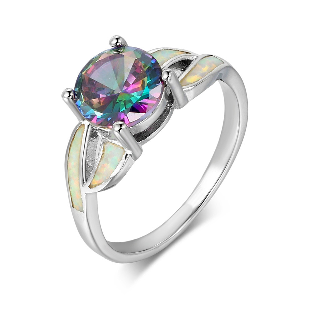 Simple Style Shiny Geometric Copper Inlay Opal Zircon Women's Rings