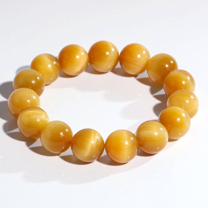 Natural Gold Tiger Eye Stone Bracelet High Quality Cat's Eye Lightning Pattern Round Beads Sea East Gemstone Wooden Chalcedony