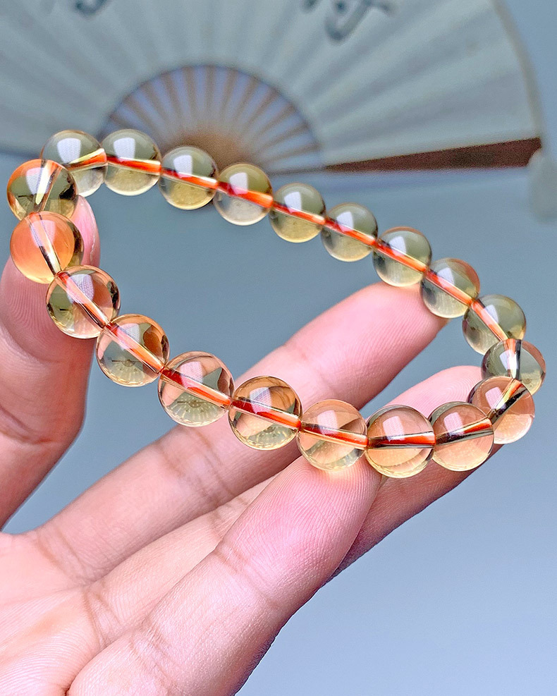 Natural Brazilian Deep Yellow Crystal Bracelet Women's Fashion Gemstone Jewelry Handmade Geometric Design Polished Finish