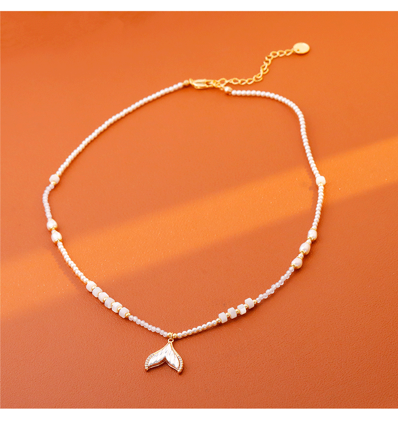 Summer Luxury Abalone Shell Necklace French Fish Tail Pendant Adjustable High-End Elegant Beads Necklace Women Fashion Accessories