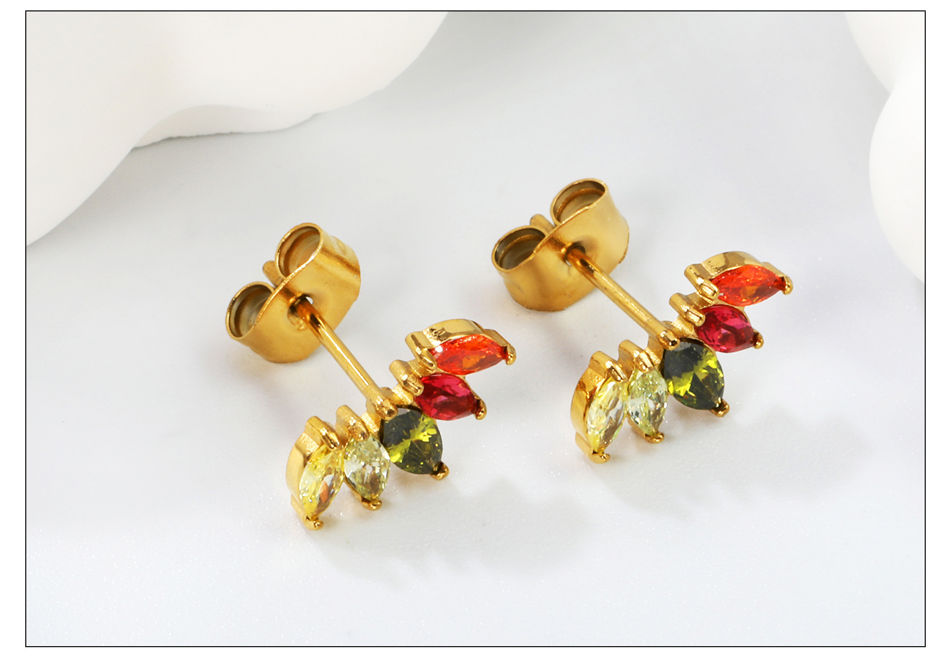 1 Pair Vacation Classic Style Rhombus Inlay 304 Stainless Steel Zircon Ear Studs