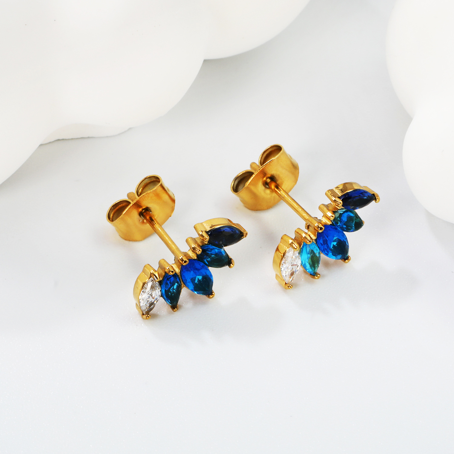 1 Pair Vacation Classic Style Rhombus Inlay 304 Stainless Steel Zircon Ear Studs