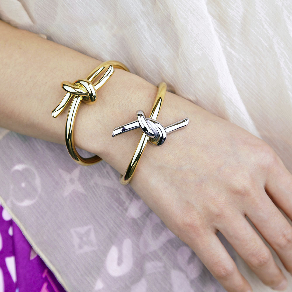 Basic Modern Style Classic Style Knot 304 Stainless Steel Cuff Bracelets In Bulk