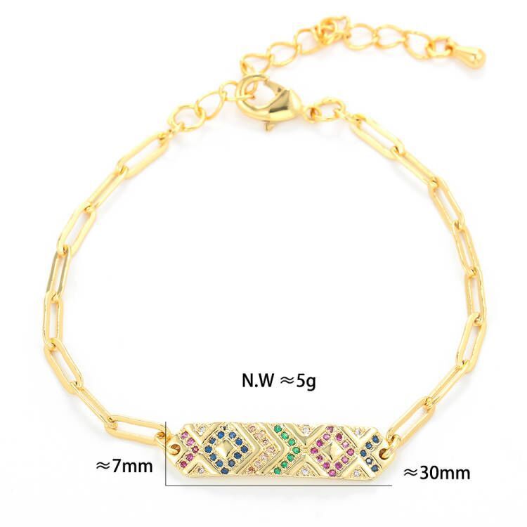 Micro-inlaid Zircon Geometry Adjustable Long Bracelet Wholesale Jewelry Nihaojewelry