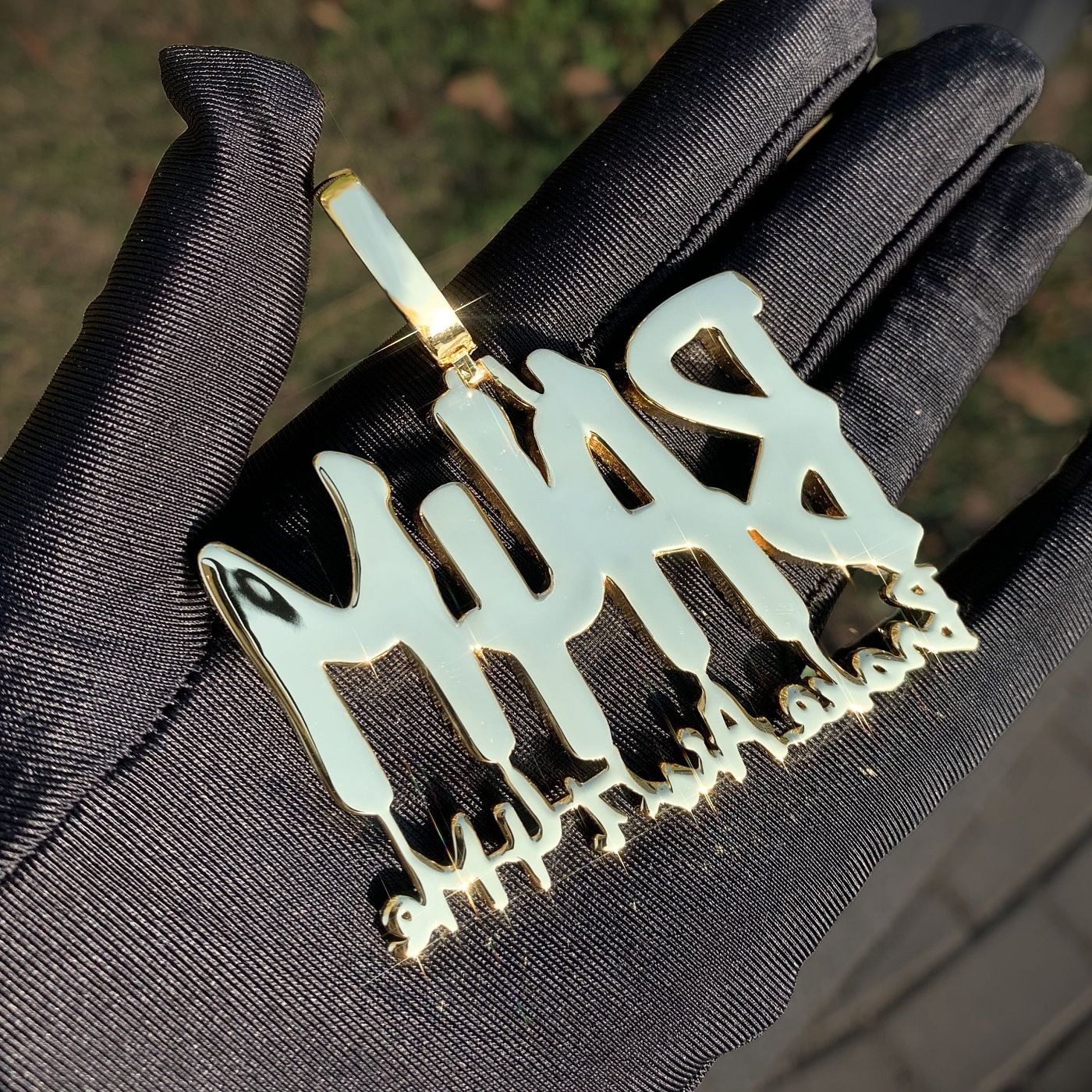 BA4M Hip Hop Letter Pendant Necklace Full Zircon 18K Gold English Fashion Accessory High-End Feelings Copper Crafted