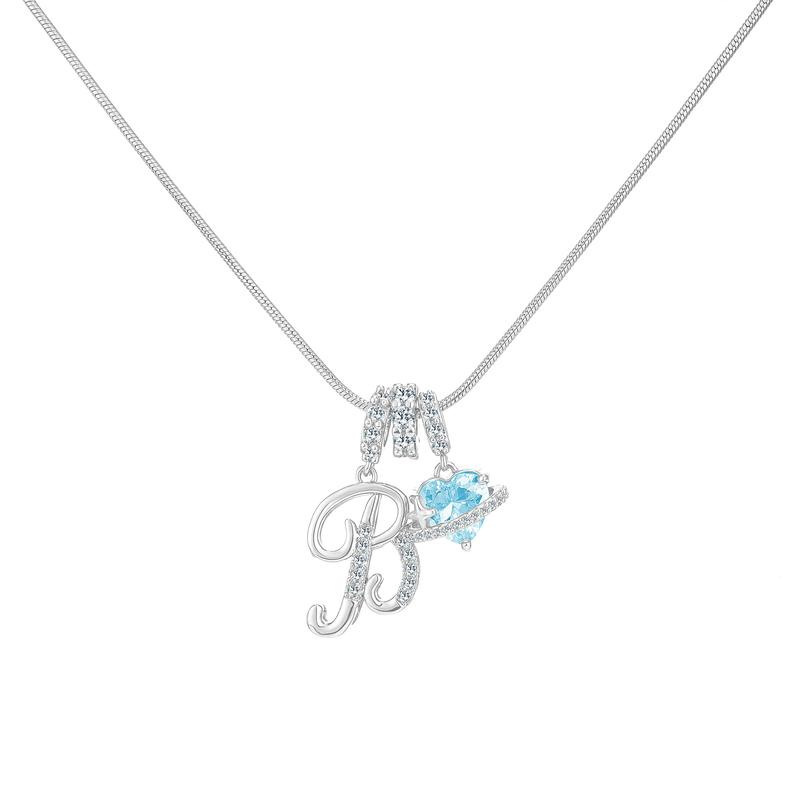 Sweet Heart Letter Pendant Necklace Jewelry Blue Sea Honey Best Friend Series Zircon Fairy Style For Women Copper Material