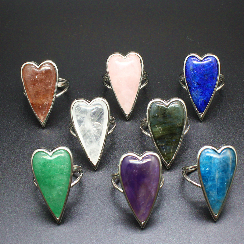 Retro Heart Shaped Purple Quartz Tiger Eye Stone Ring  Luxury Light Luxury DIY Accessories Sales Jewelry