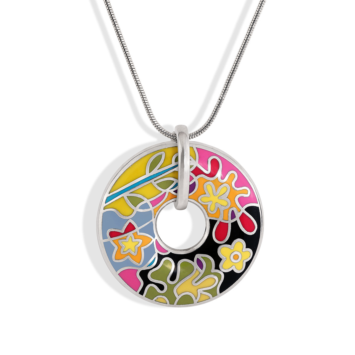 Simple Fashion Enamel Color Necklace  Niche Design Donut Necklace Copper Plated Gold Clavicle Chain In Stock