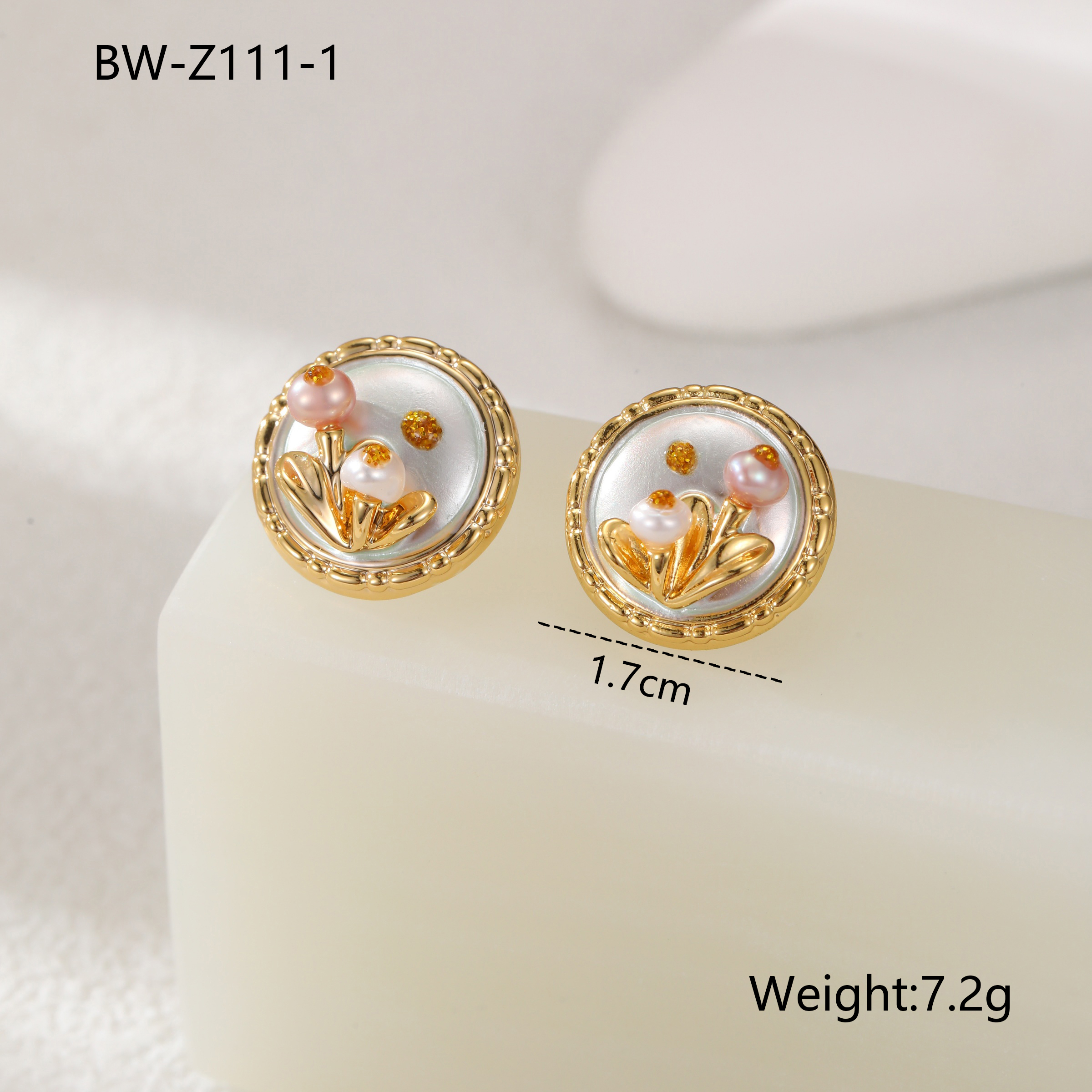 Elegant Natural Pearl Stud Earrings 18K Gold Plated Copper Vintage French Oil Painting Style Fashionable Luxury Jewelry Accessories