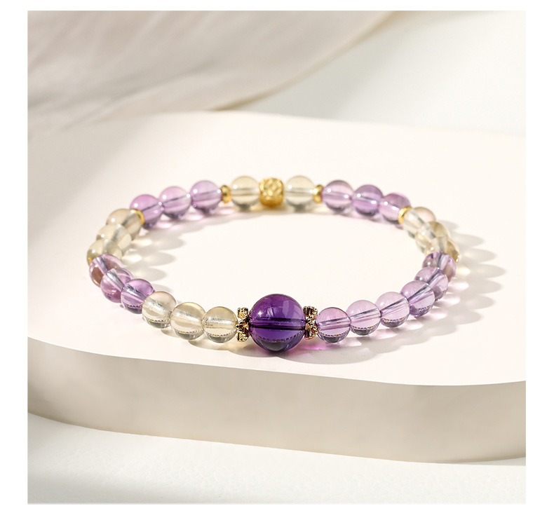 JD Jewelry Natural Amethyst Lucky Bead Design Bracelet Ice Transparent Purification High-end Feel Women's Accessories Simple Style