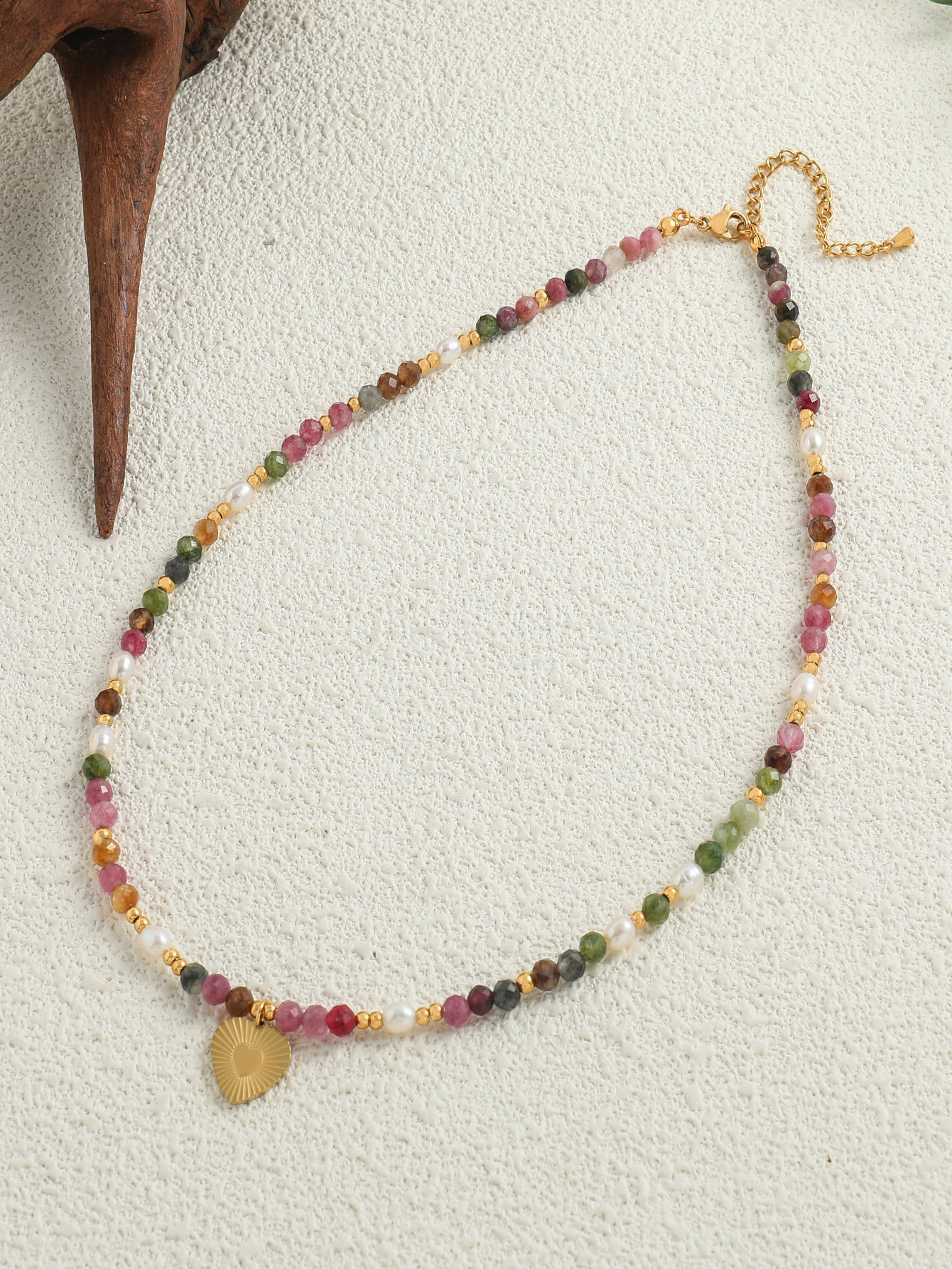 IG Style Modern Style Heart Shape Natural Stone Freshwater Pearl Beaded Women's Pendant Necklace