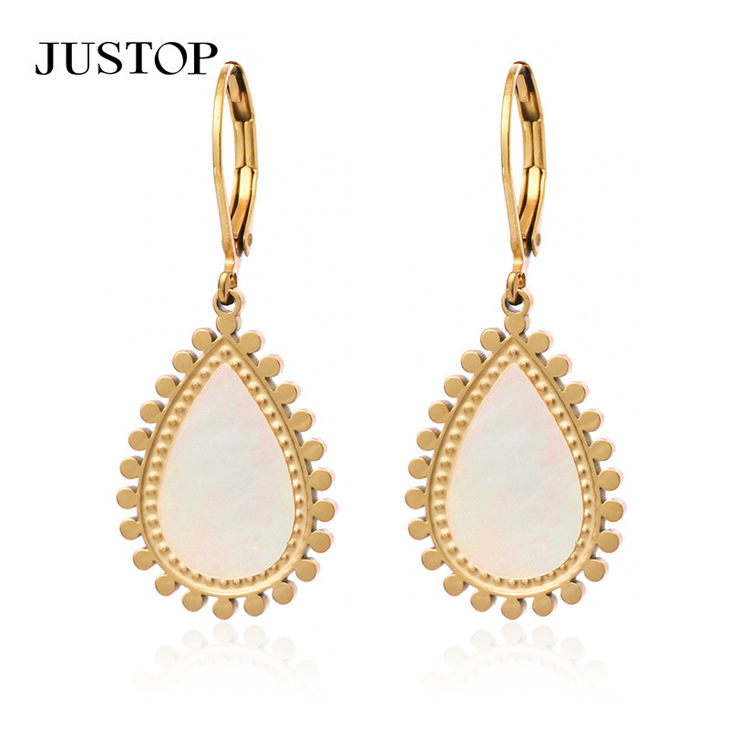 Justop European And American Retro Tassel Earrings Gold-Plated Stud Earrings 18K Imitation Gold Earrings Decorative Women's Jewelry