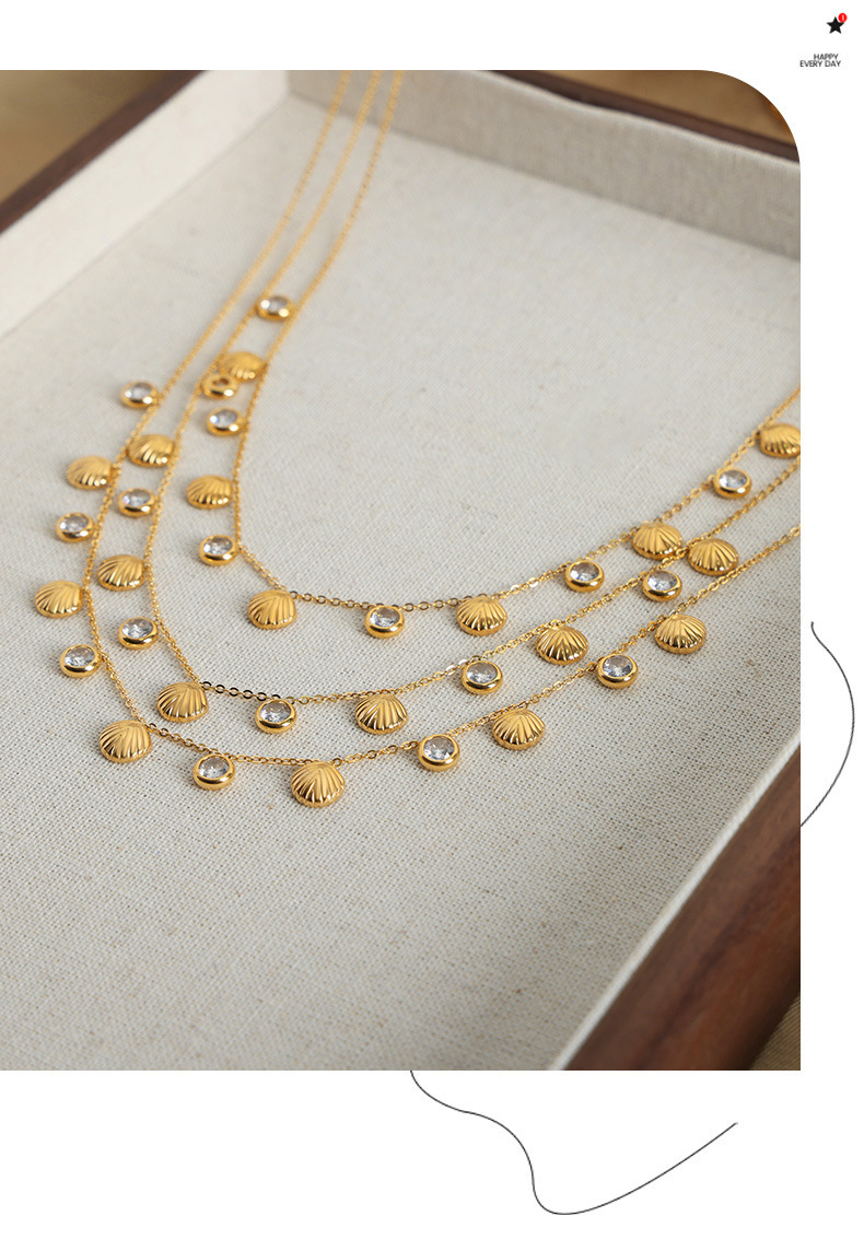 Simple Style Shell Titanium Steel Plating Zircon Women's Necklace