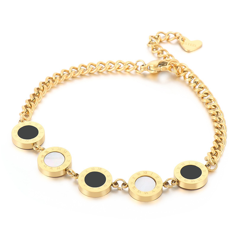 304 Stainless Steel Color Block PVD Coated 18K Real Gold Plated Simple Style Classic Style Waterproof Non Tarnish Plating Bracelets