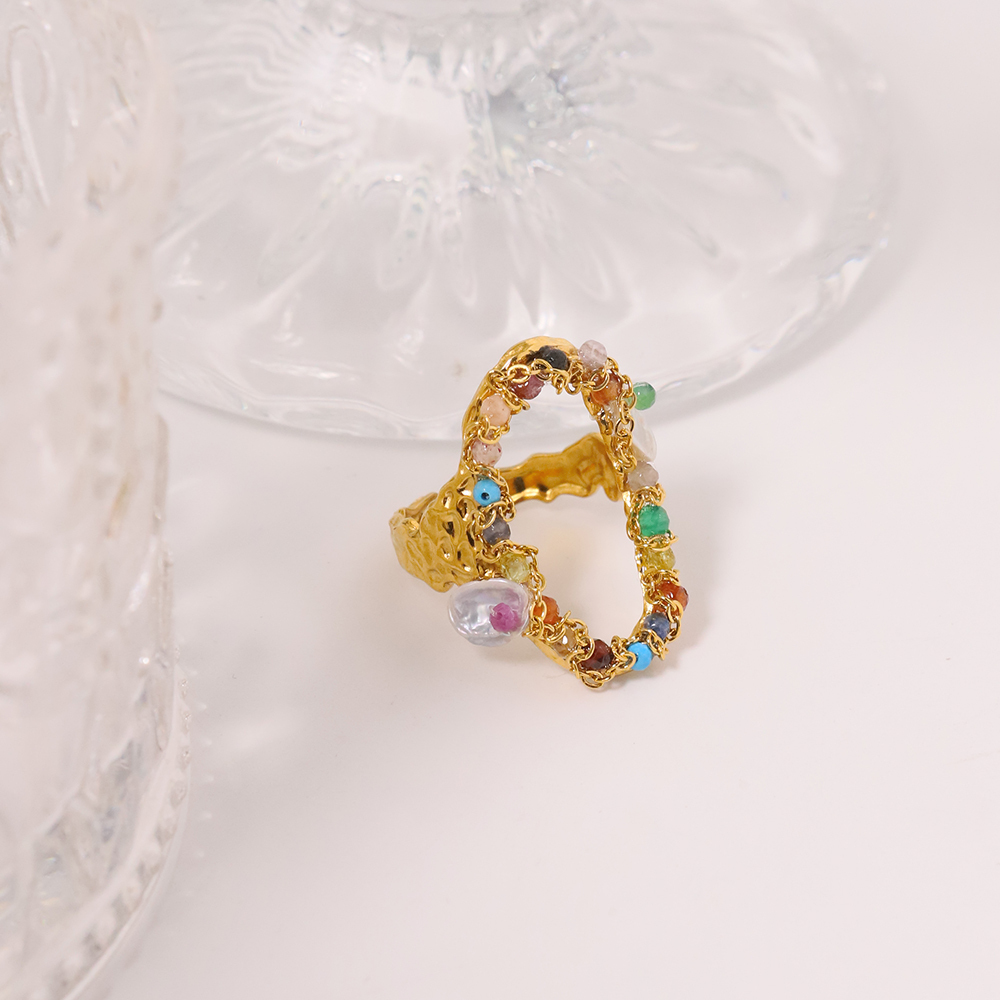 PVD Coated Gold Plated Color Block 304 Stainless Steel Simple Style Classic Style Waterproof Non Tarnish Rings
