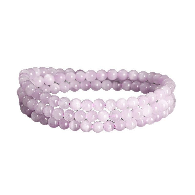 JD Jewelry Natural Amethyst Multi-Circle Bracelet Fashion Light Purple Crystal Women's Round Bead Bracelet Accessories Simple Style