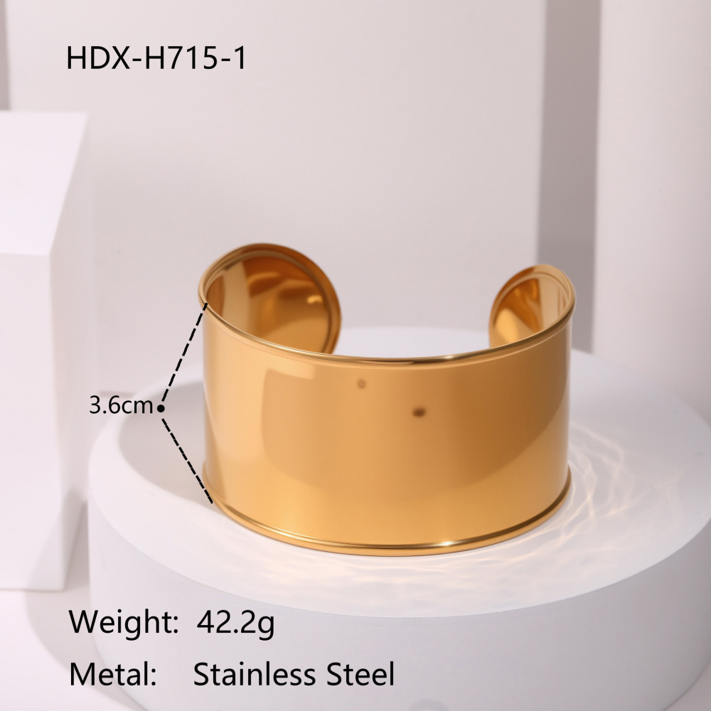 Exaggerated  Style Fashion Stainless Steel Bracelet Plated 18K Gold Geometric Texture Luxury Hand Jewelry