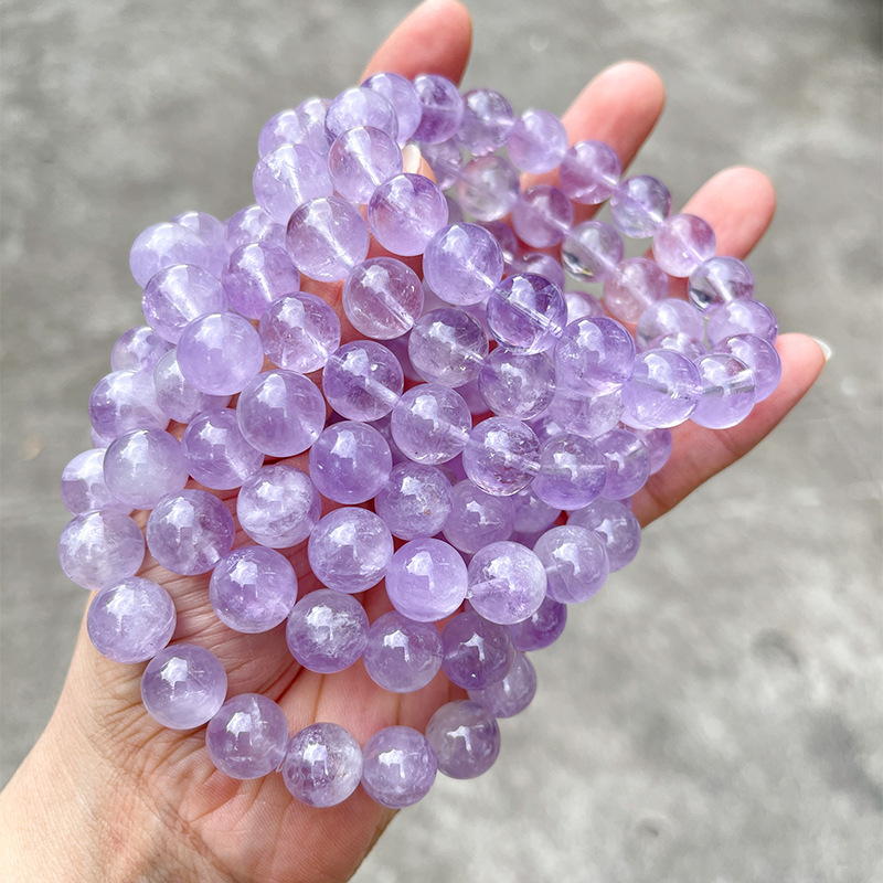 JD Jewelry Natural 5A Grade Lavender Crystal Bracelet Ice Transparent Round Beads Simple Elegant Fashion Women's Geometric Pattern