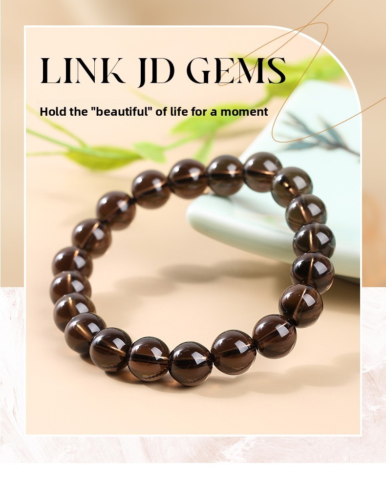 JD Jewelry 7A Tea Crystal Bracelet Ice Transparent Full Body Simple Unisex Couple Style Single Circle Round Bead Bracelet Classic Style