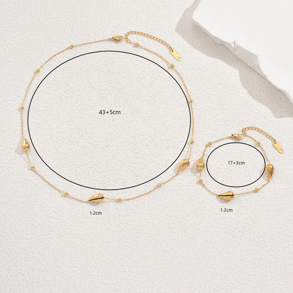 Fashionable Stainless Steel Necklace Bracelet Set For Women Geometric Pattern 18K Gold Plated Jewelry Accessories Suitable For Daily Wear And Parties