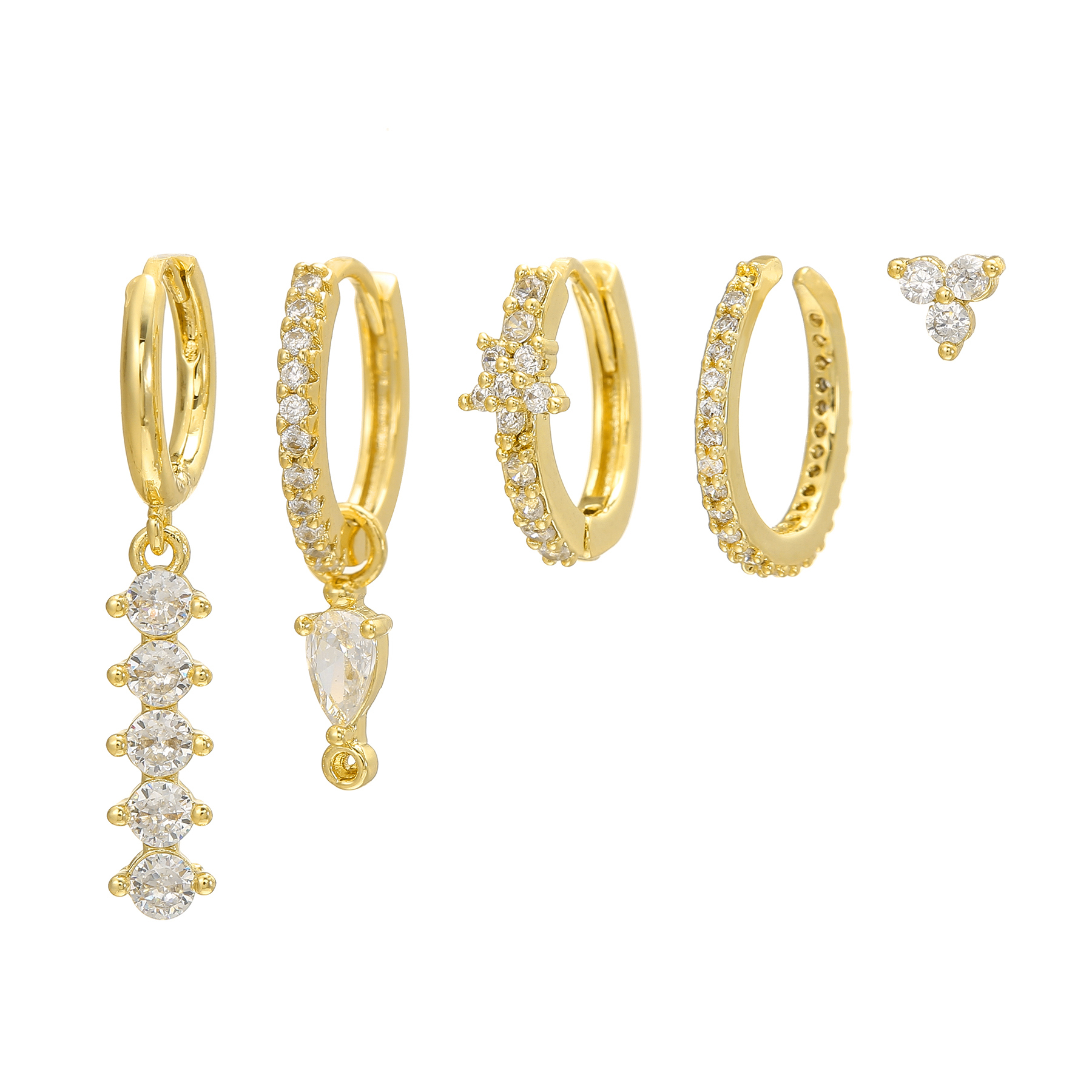 1 Set Sweet Classic Style Geometric Inlay Brass Zircon 18K Gold Plated Drop Earrings Earrings Ear Studs