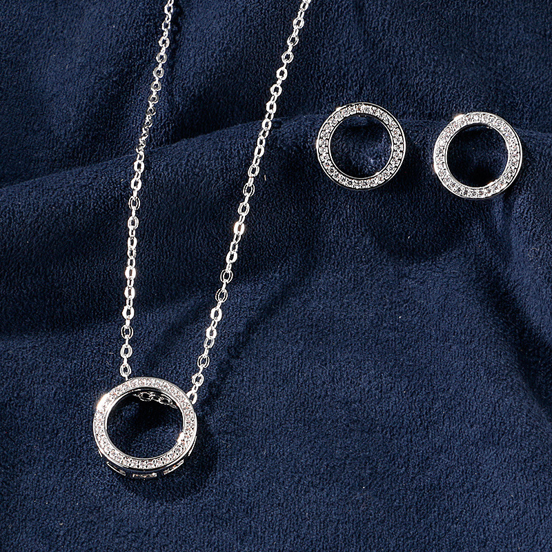 Round Copper Classic Style Earrings Necklace