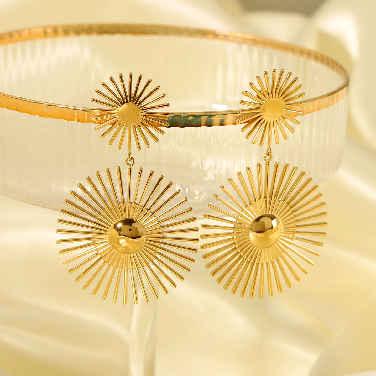 PVD Coated Real Gold Plated 18K Gold Solid Color 201 Stainless Steel Classic Style Waterproof Non Tarnish Drop Earrings