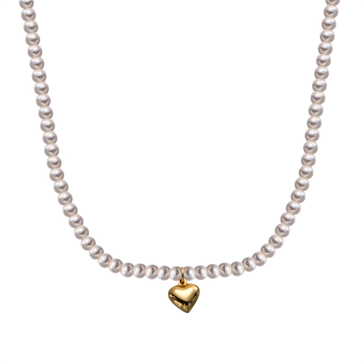 Women's 925 Sterling Silver Shell Pearls Beaded Chain Plating Geometric Pendant Necklace Imitation Pearl Jewelry