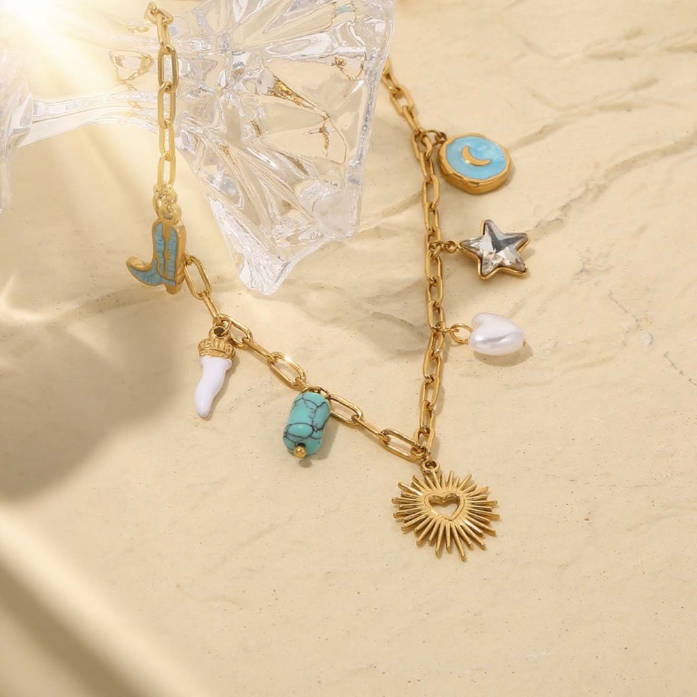 New Stylish Stainless Steel Necklace Set With Sun Knot Clavicle Chain Luxury Light Jewelry Accessories For Women